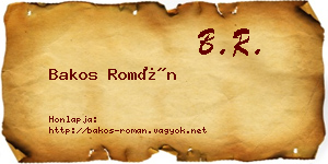 Bakos Román névjegykártya